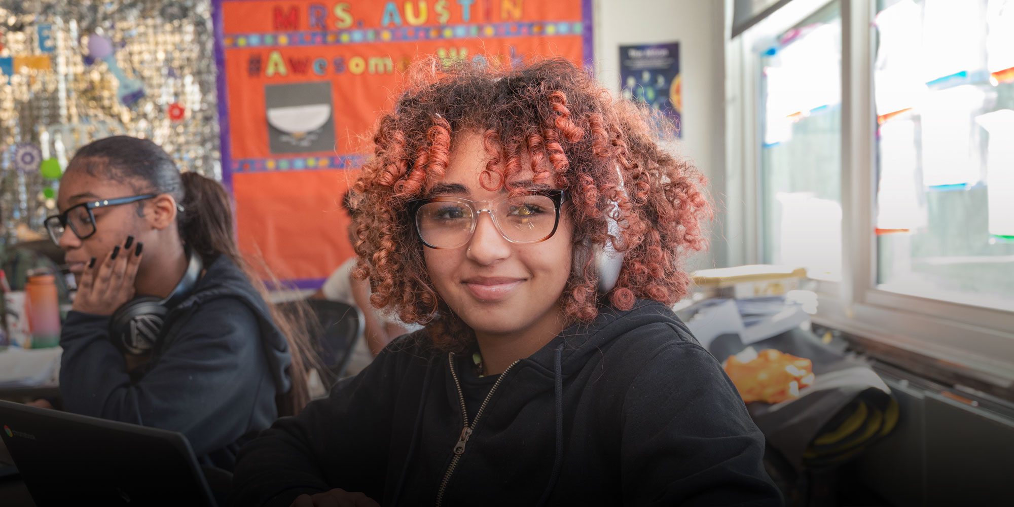 Student working at desk